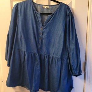 Denim smock top
